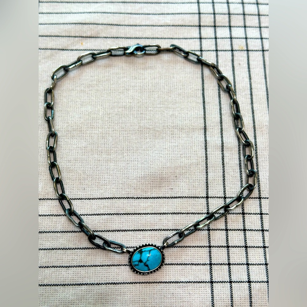 Turquoise stone chain necklace